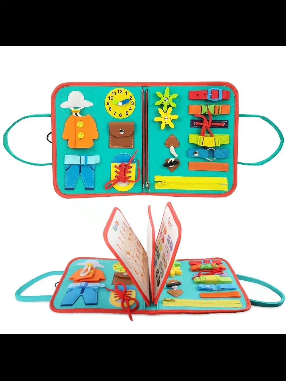 Montessori Busy Board Educational Activity Book Tote Interactive Learning Set
